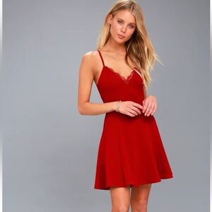 Lush Perfect Evening Wine Red Lace Skater Dress